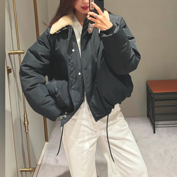 LOEWE Shearling-trimmed cotton-blend shell jacket - Picture 2 of 11